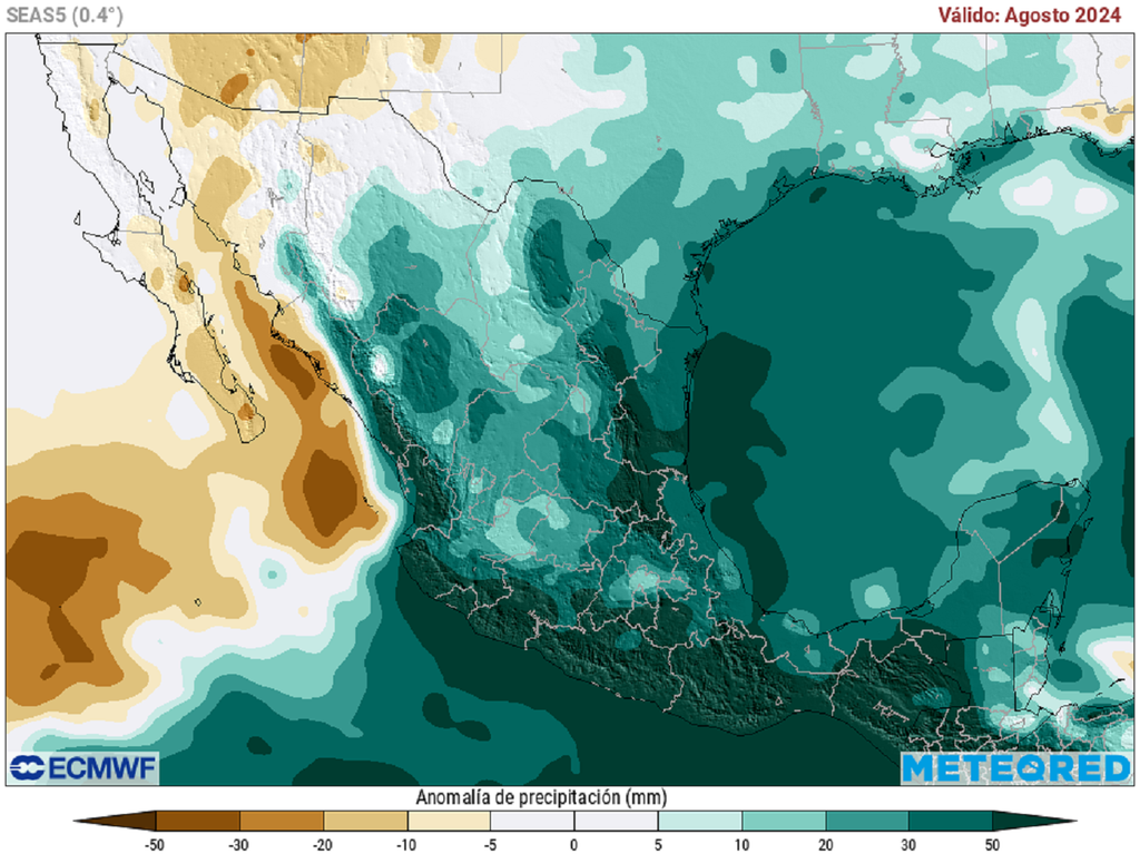 Anomalía de precipitaciones en agosto Anomalía de precipitaciones en agosto