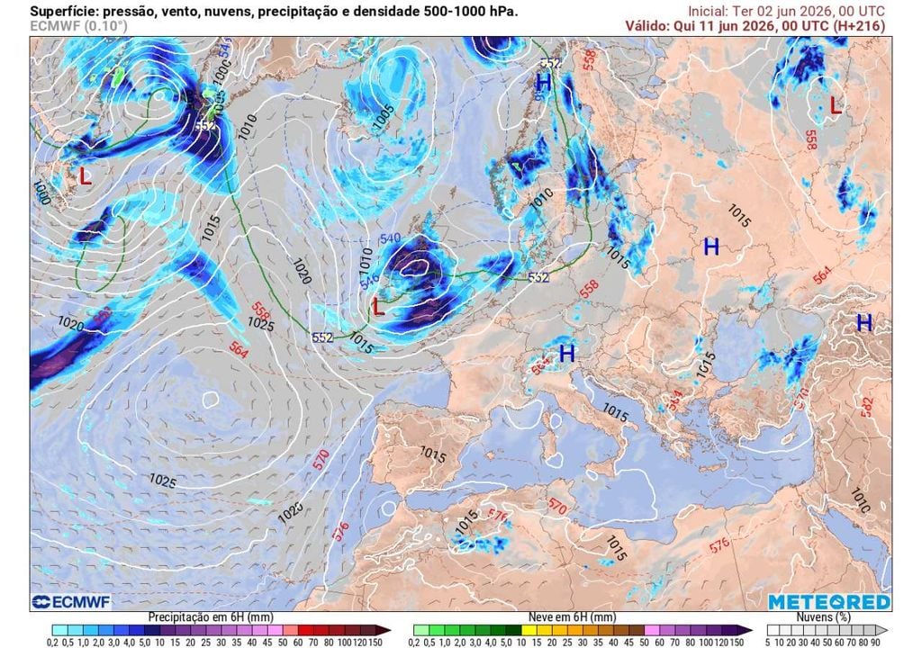 Chuva e pressão Apesar do bloqueio escandinavo, a subida do Anticiclone dos Açores poderá limitar a instabilidade e devolver temperaturas típicas de verão a grande parte do território.