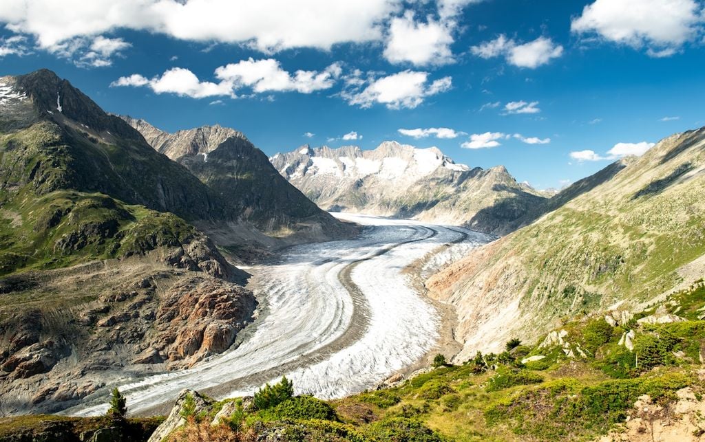 Der Aletschgletscher: von der EIsschmelze betroffen
