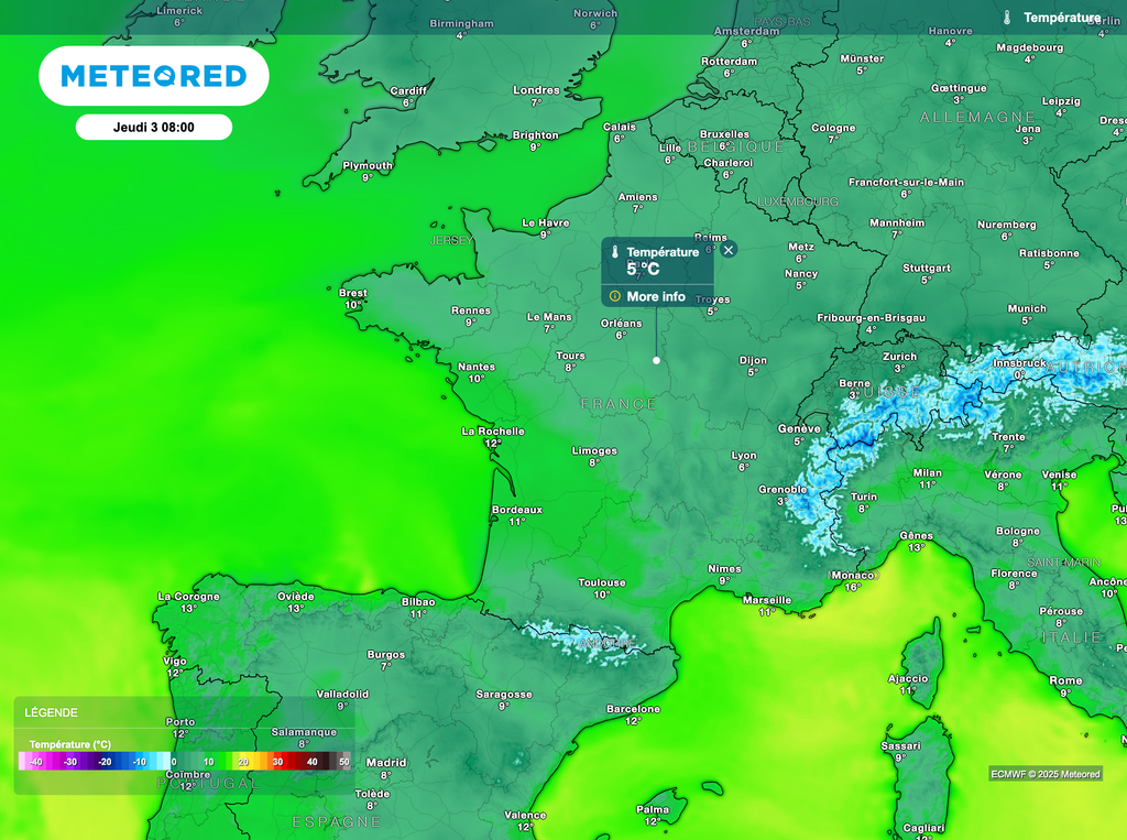 Des minimales en hausse au fil des jours de la semaine, limitant fortement le risque de gel.
