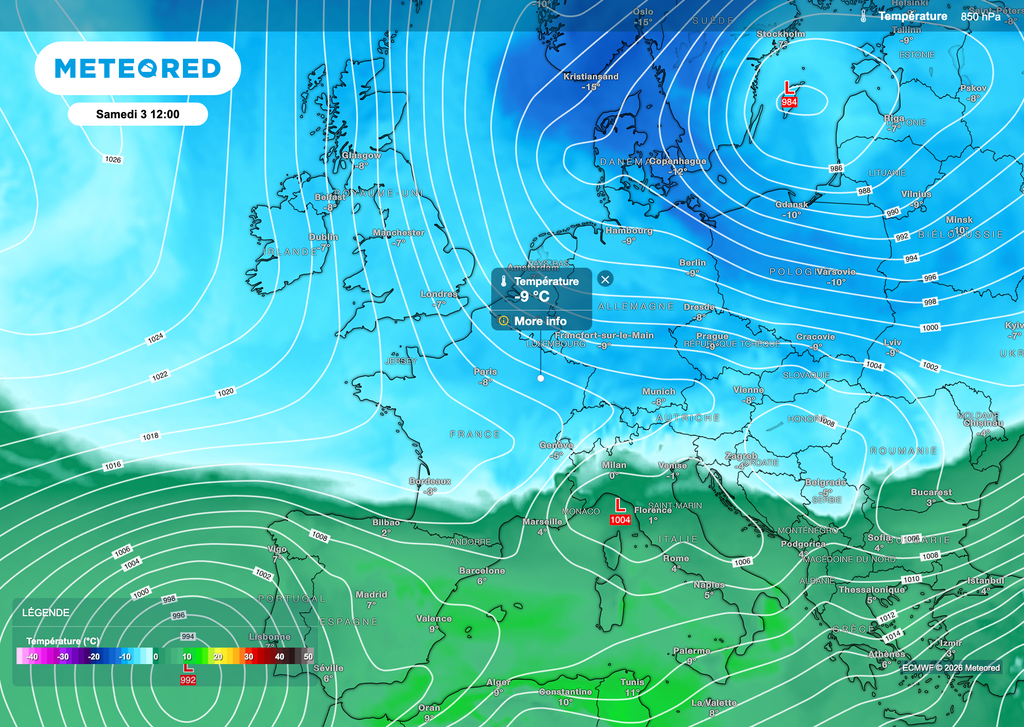 Une masse d'air très froid va se positionner au-dessus du pays.