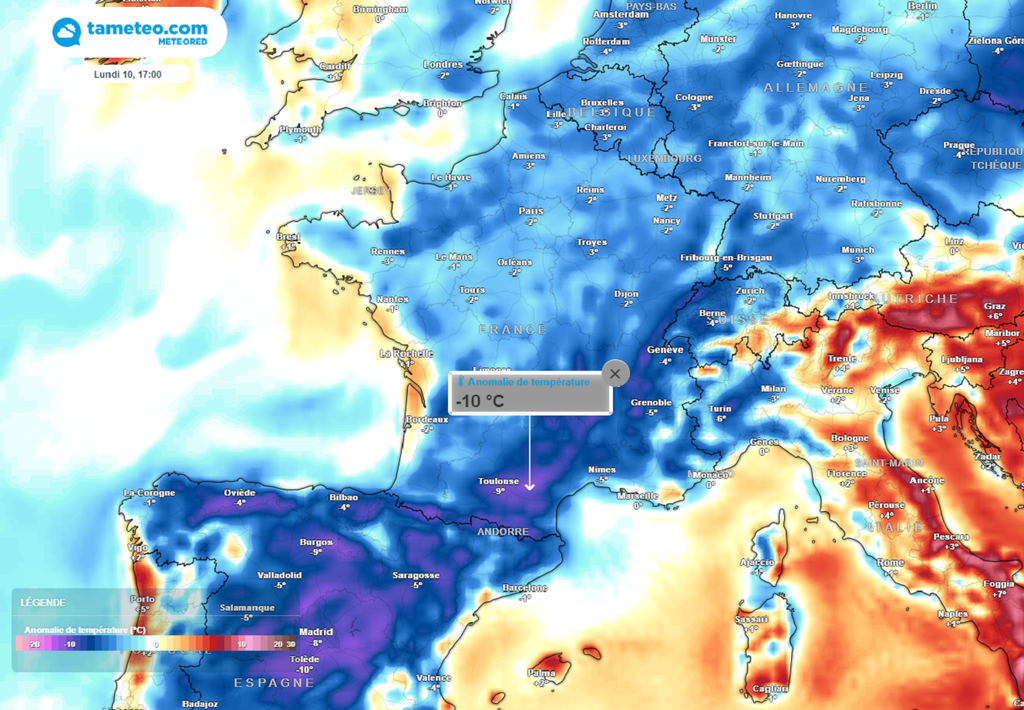 En début de semaine prochaine, les valeurs de l'après-midi seront parfois situées jusqu'à 10°C en dessous des normales de saison !