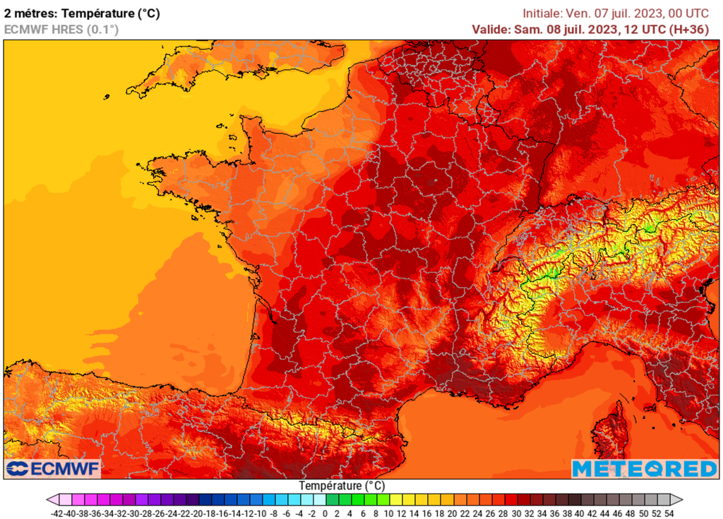 A la mi-journée de samedi, les 30°C seront fréquents entre le Sud-Ouest et le Nord-Est. Des pointes à 33°C seront déjà possibles vers le Sud-Est.