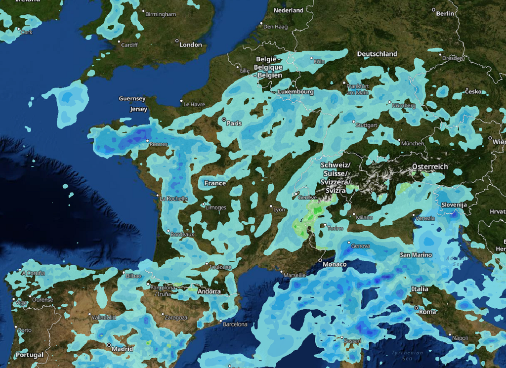 En milieu de semaine prochaine, les précipitations se multiplieront et n'épargneront quasiment aucune région.