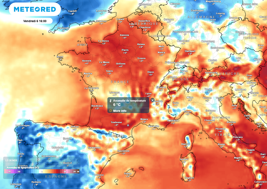 Au cours des prochains jours, les températures seront situées jusqu'à 6°C au-dessus des normales de saison.