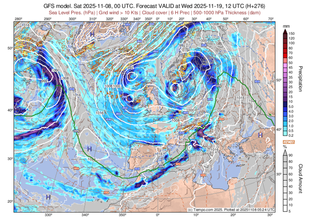 Le modèle américain opte pour un air plus frais voire froid en altitude vers le 20 novembre.