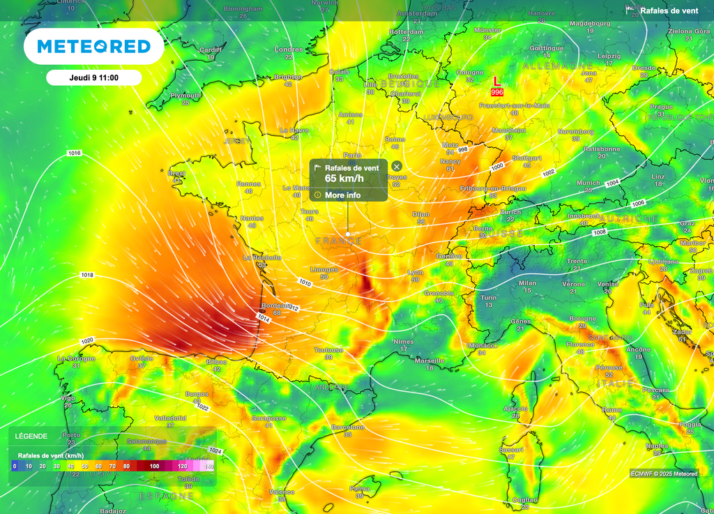 Un vent fort s'annonce pour la journée de jeudi en France.