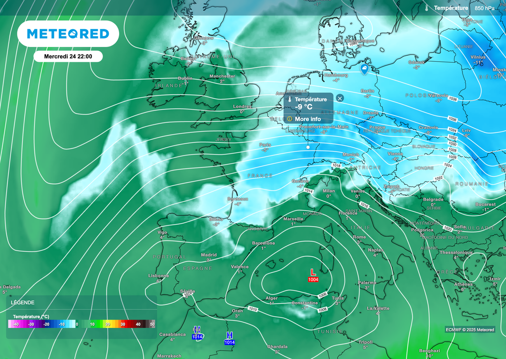 Un air froid sera advecté en cours de semaine prochaine sur la France.