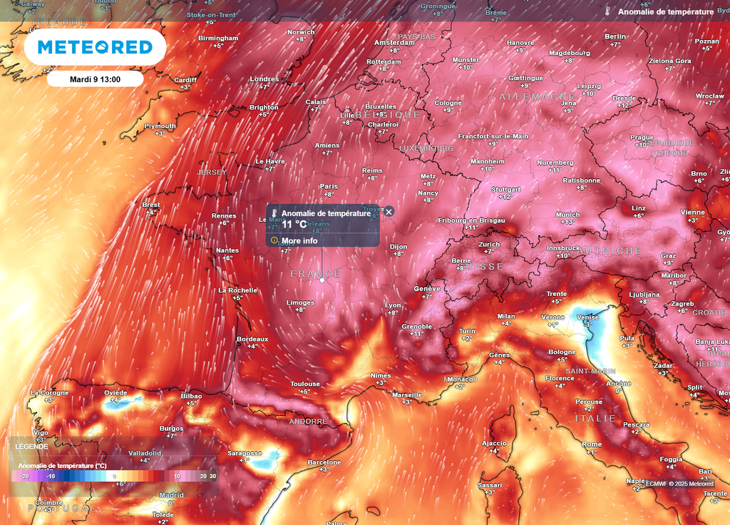 Anomalie de températures mardi après-midi Anomalie de températures mardi après-midi