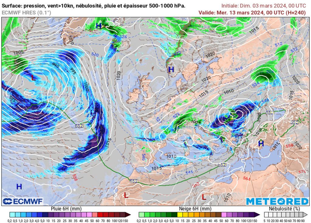 La moitié Nord paraît à l'écart des intempéries pour ces 10 prochains jours au moins.