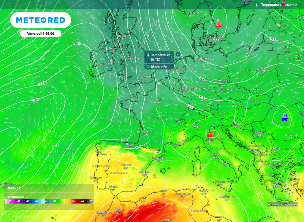 Un air frais continue de nous arriver par le nord.