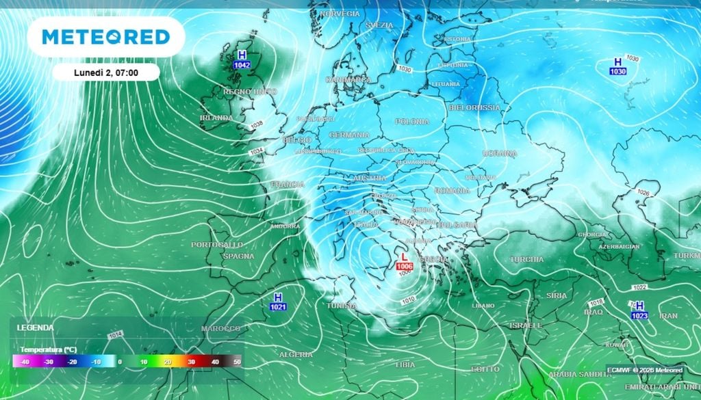 A partire da domenica prossima e poi nei giorni successivi, correnti continentali fredde, soprattutto verso i paesi balcanici, l'area danubiana e, in misura comunque importante, anche la nostra penisola, specie i settori orientali e meridionali. ECMWF-MeteoRed