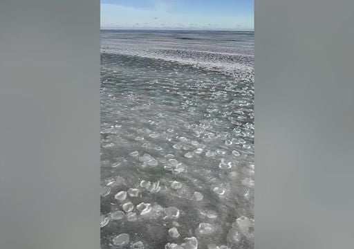 Una ola de fr&iacute;o polar continental congela el golfo de Gdańsk en Gdynia, Polonia, las im&aacute;genes son sorprendentes