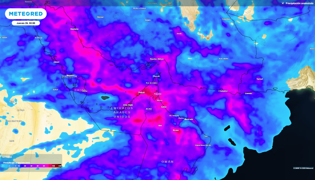 Las lluvias seguirán produciendo acumulados importantes en sectores que rodean el estrecho de Ormuz