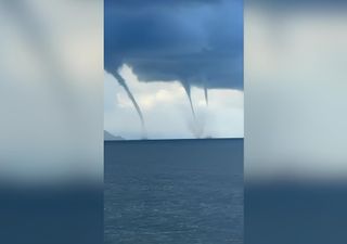 Vídeo: ¡Increíble fenómeno en Turquía! Tres mangas marinas se forman al mismo tiempo frente a la costa de Espiye