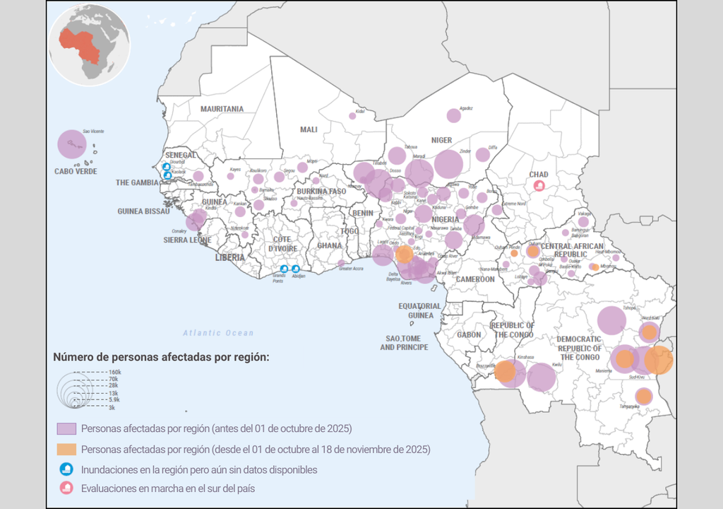 infografía personas afectadas por inundaciones en países africanos durante 2025. infografía personas afectadas por inundaciones en países africanos durante 2025.