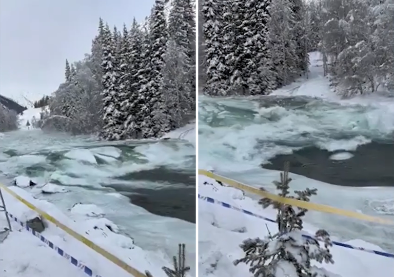 Video: registran un "tsunami" de agua y hielo en la regi&oacute;n de Xinjiang, China