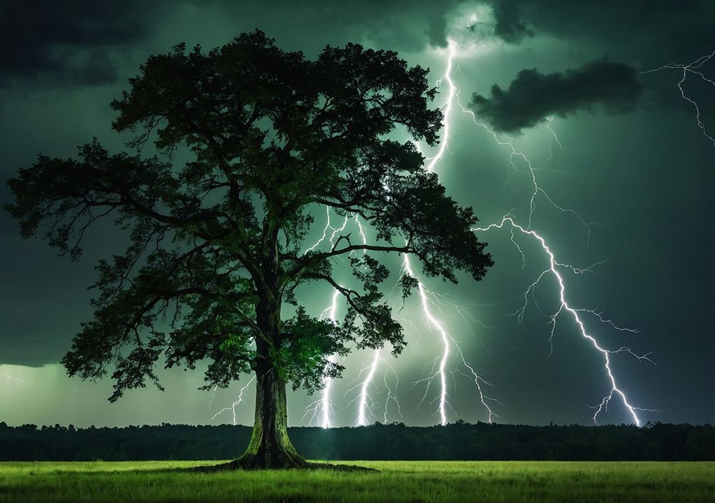 tormenta rayo árbol