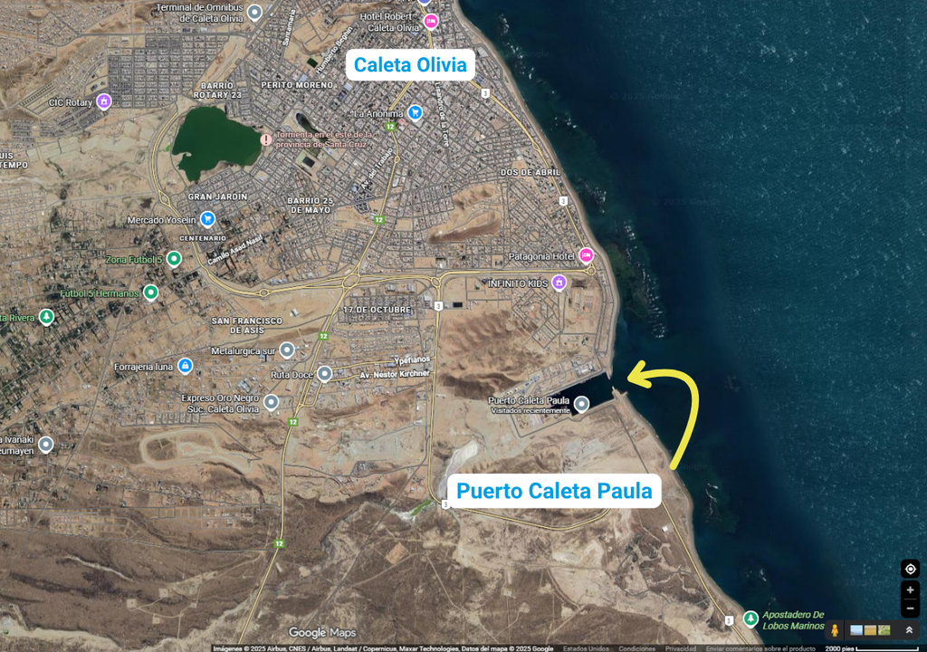 localización del Puerto Caleta Paula