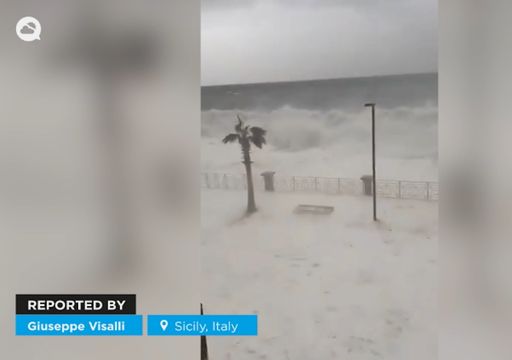 Video viral: la Borrasca Harry deja olas de m&aacute;s de 10 metros en Sicilia, Italia