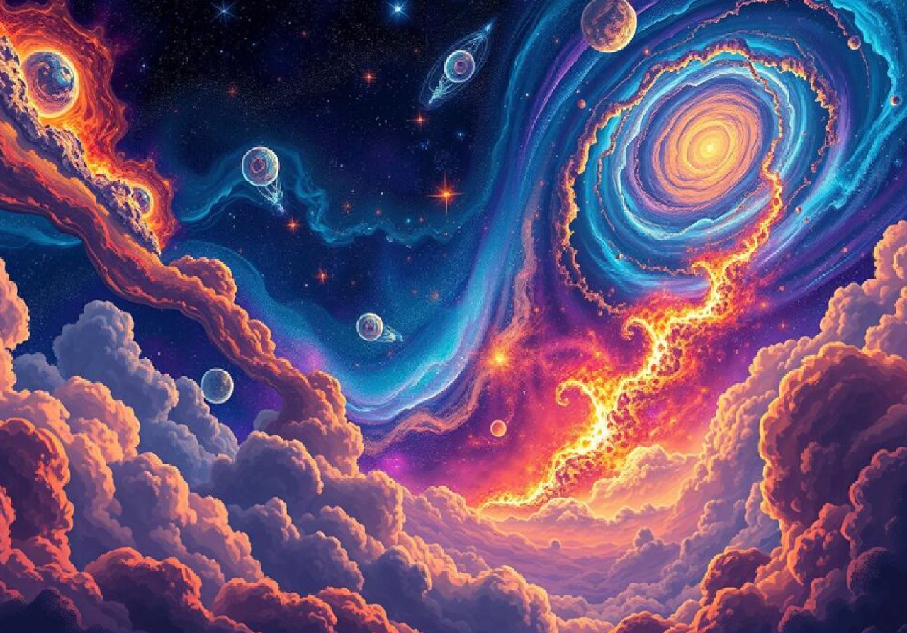 Rappresentazione artistica dell'epoca remota nota come "Mezzogiorno cosmico"