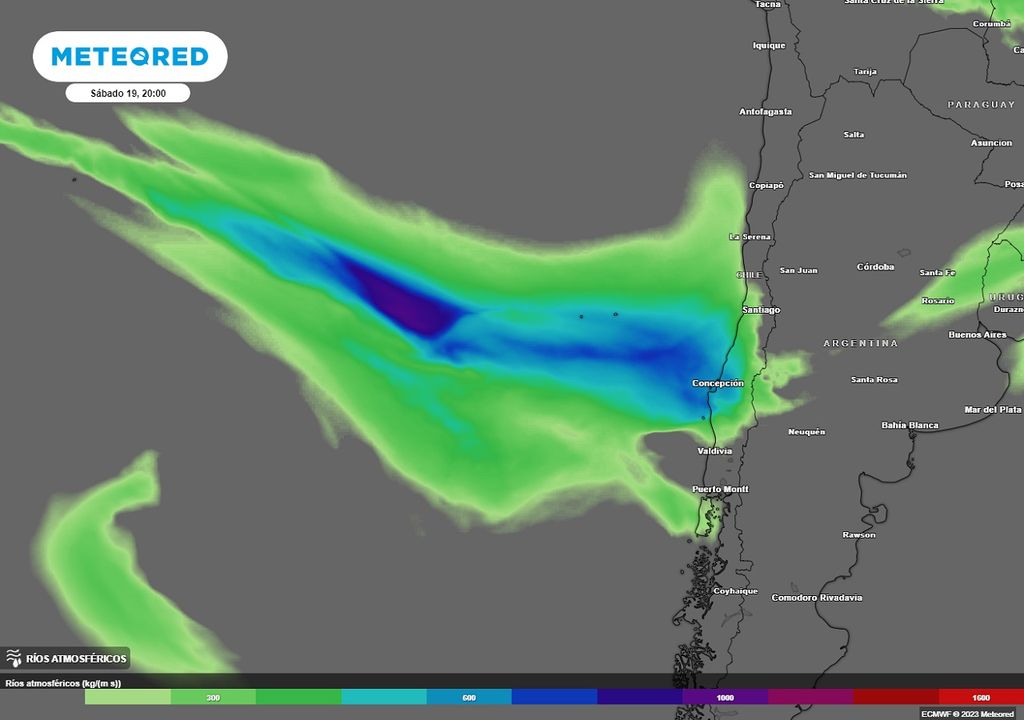 Río atmosférico zona que llegará a la zona central esta semana