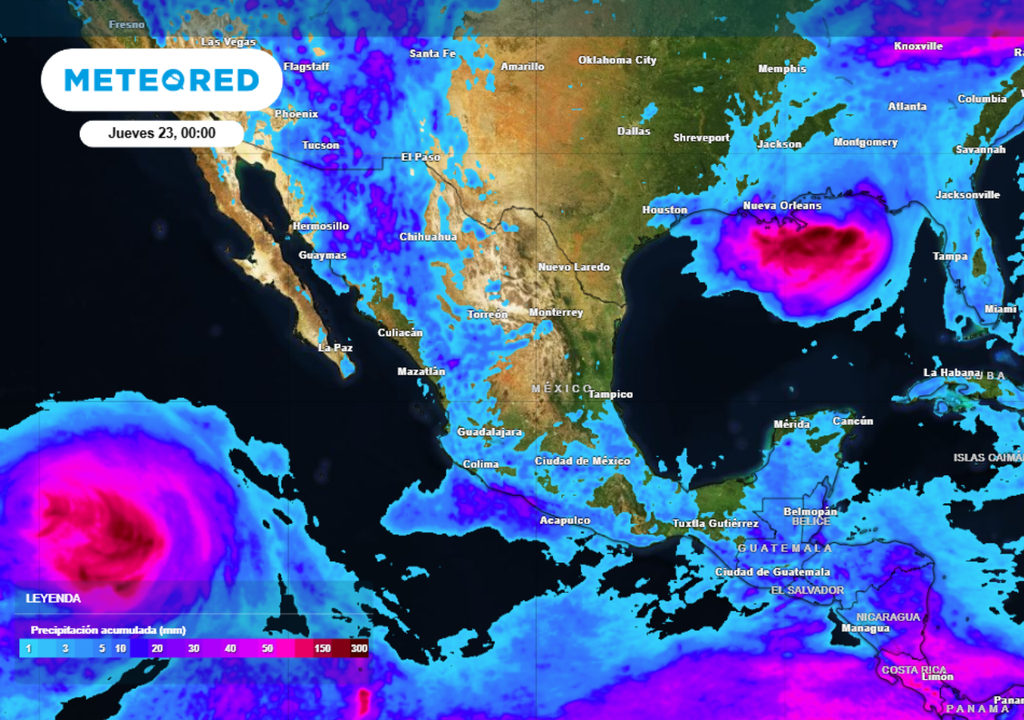 Pronóstico de lluvias para este miércoles en México.