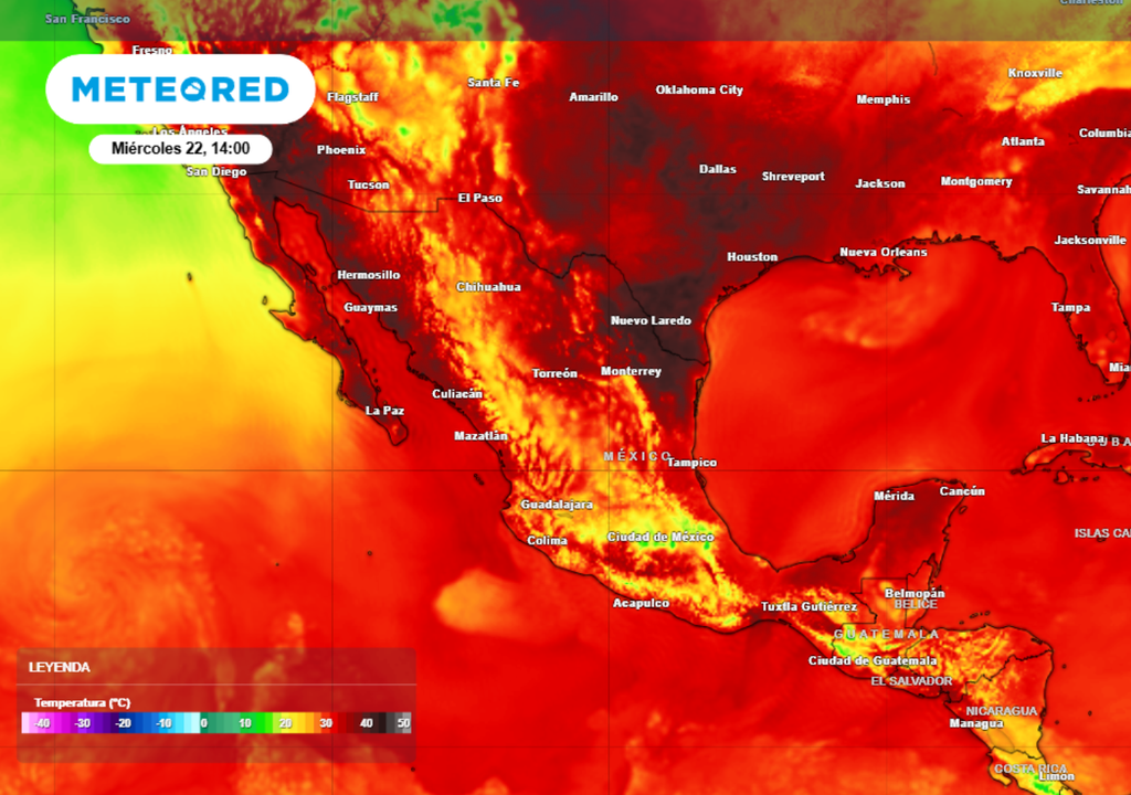 La columna de mercurio estará alcanzando entre 40 °C y 45 °C, sin descartar valores superiores en varios estados.