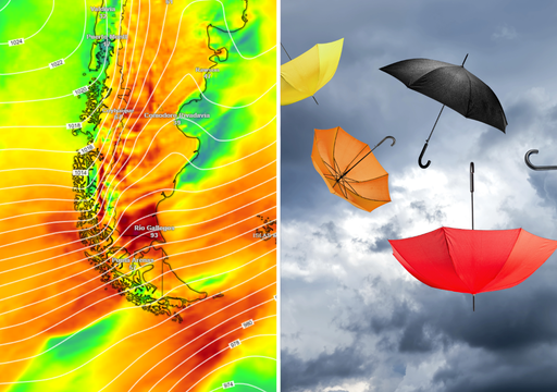 Viento de hasta 100 km/h y lluvias en Magallanes: DMC emite avisos por condiciones adversas en Navidad