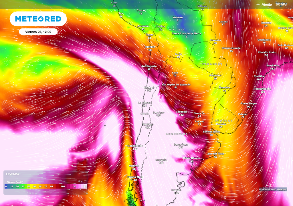 Fuertes vientos para las regiones de la zona norte de Chile, Meteored