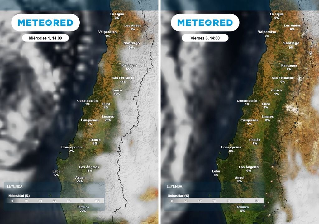 Durante a mediados de semana, la baja segregada dejará nubosidad en sectores interiores y precordillerano, mientras que para el día viernes el anticiclón ganará fuerza y la zona central estará completamente despejada.