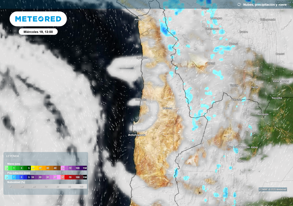 mapa de precipitaciones y nubes.