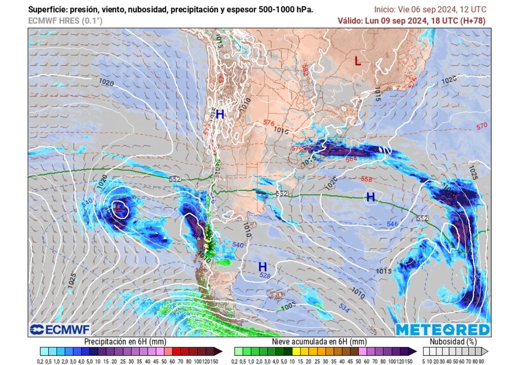 presión y precipitaciones previstas