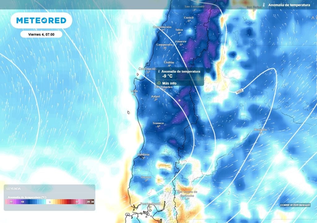 Helada meteorológica afectará a la mayor parte del centro-sur de Chile.