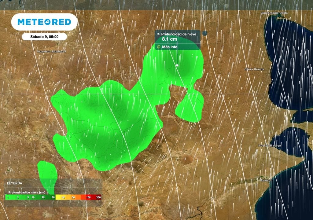 El ingreso de aire frío y húmedo desde el océano Atlántico producirá nevadas en sectores de la Meseta de Somuncurá y el centro-norte de Chubut.
