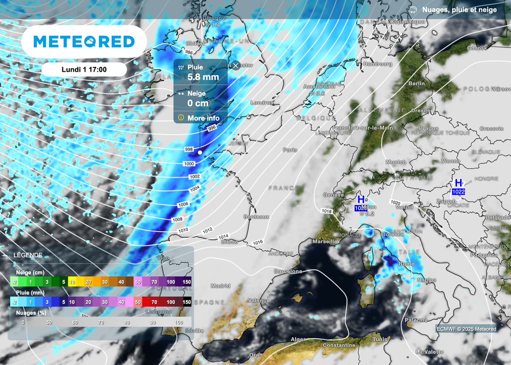 Des pluies plus soutenues attendues en fin de journée en Bretagne.