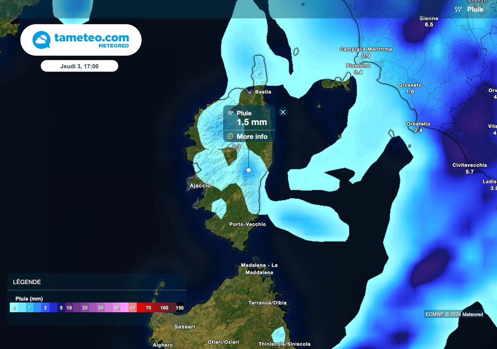 Les plus fortes pluies quittent la Corse cet après-midi.