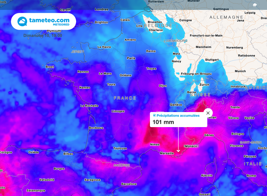 Plus d'un mois de pluie est attendu en l'espace d'environ 36 à 48h, parfois sur un temps plus court.