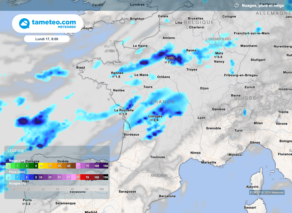 Des orages matinaux sont possibles lundi. Des orages matinaux sont possibles lundi.