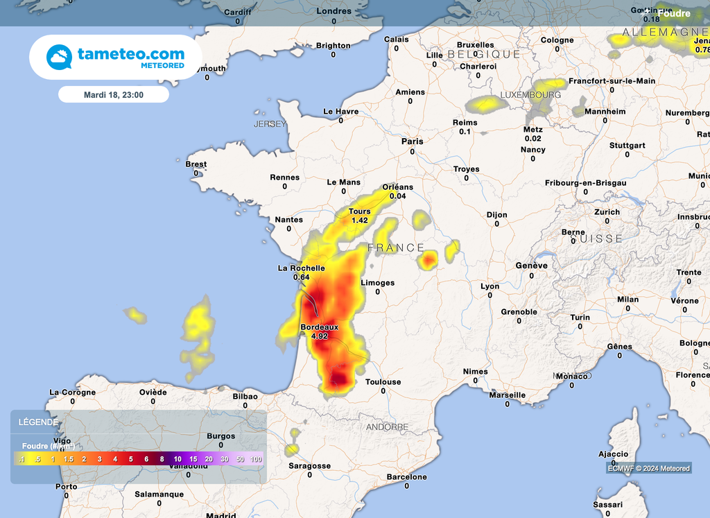 Des orages parfois très électriques sont annoncés en cours de semaine prochaine. Des orages parfois très électriques sont annoncés en cours de semaine prochaine.