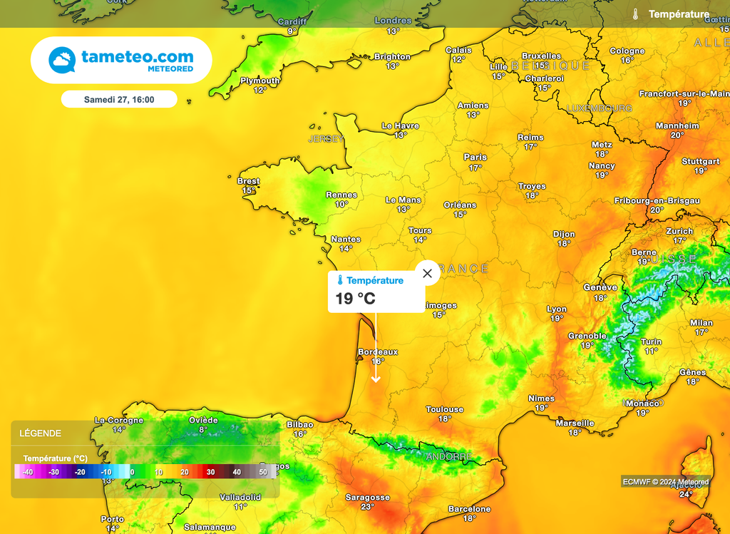 Nette hausse des températures pour samedi après-midi.