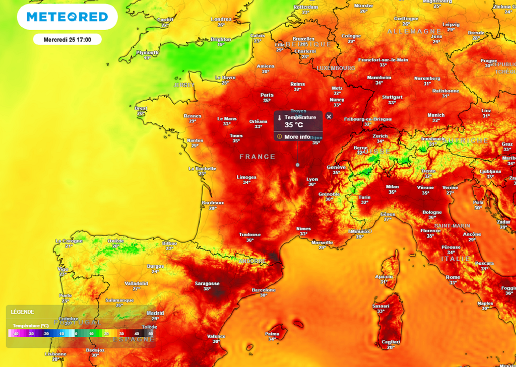 Avant l'arrivée des orages, la chaleur s'annonce particulièrement forte de l'Occitanie au nord-est.