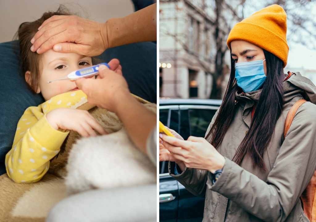 niño y adulto enfermos. Ante síntomas respiratorios, se recomienda que los niños permanezcan en casa mientras estén enfermos. En adultos que necesiten salir, el uso de mascarilla ayuda a disminuir el riesgo de transmisión, especialmente en espacios cerrados.