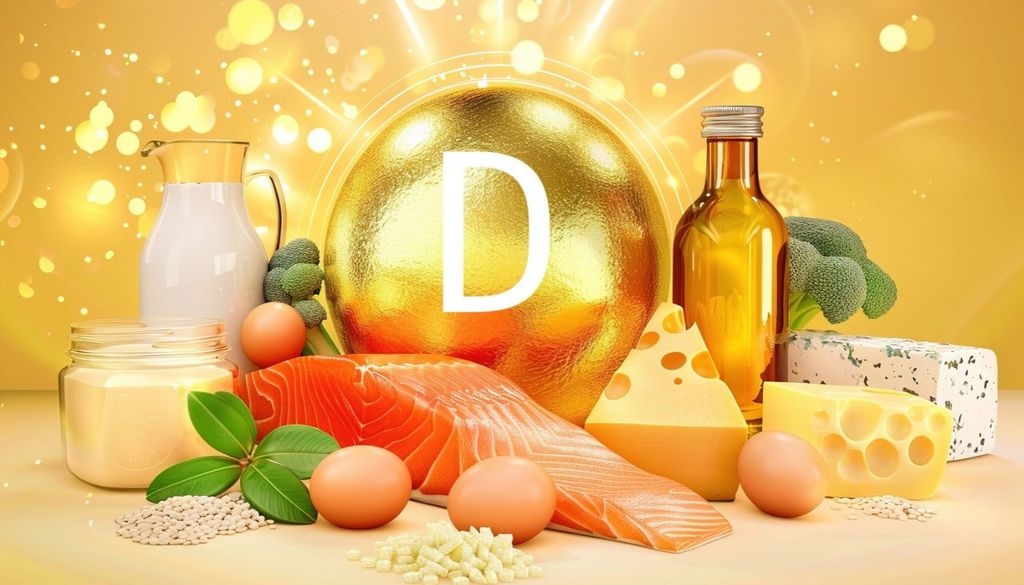 Autunno benessere Un'illustrazione per ricordare quali alimenti sono utili per assumere vitmina D