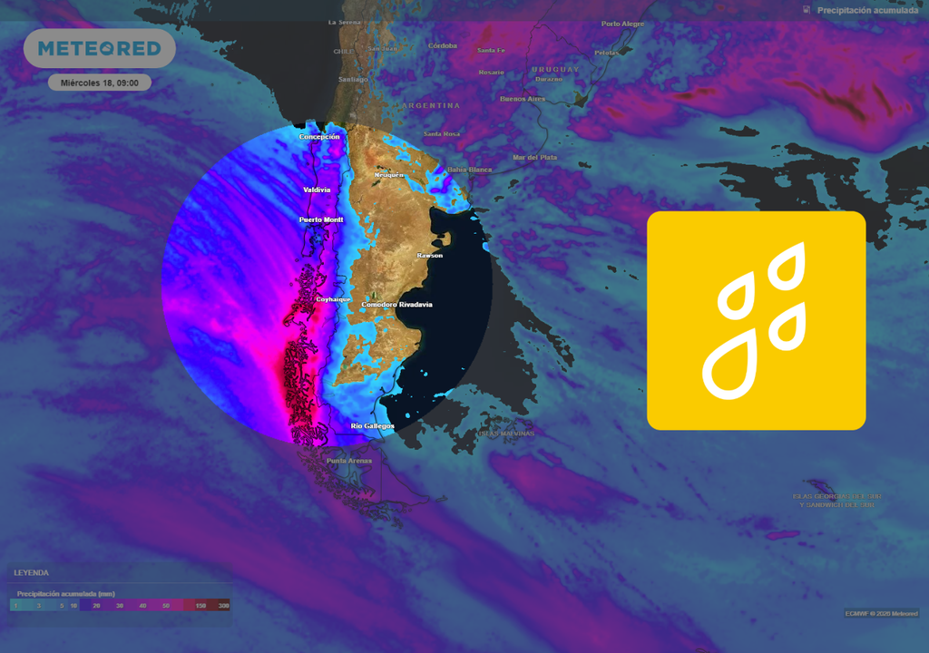 Del Ñuble al sur, las lluvias se destacarán el comienzo de la tercera semana de febrero.