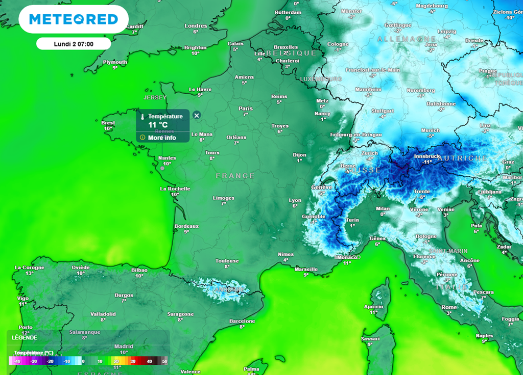 Lundi prochain, les minimales seront parfois supérieures à 10°C au réveil. Lundi prochain, les minimales seront parfois supérieures à 10°C au réveil.
