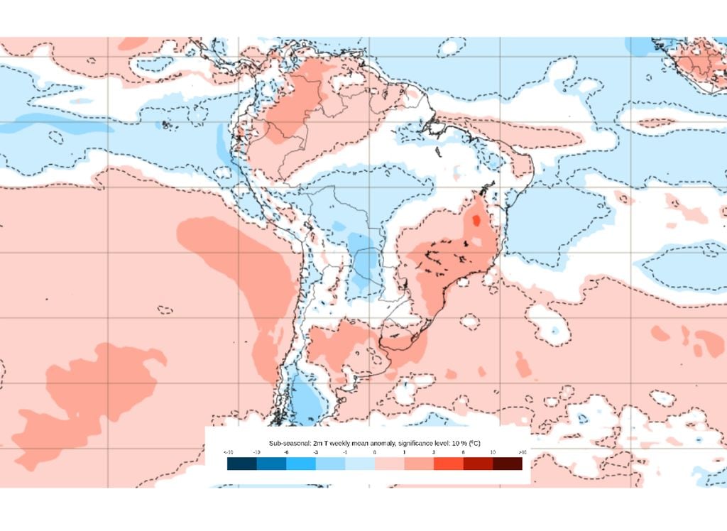 Anomalia de temperatura média para a semana entre os dias 22 e 29 de dezembro. Anomalia de temperatura média para a semana entre os dias 22 e 29 de dezembro.