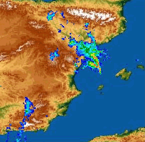 Imagen radar mosaico nacional a 2.5 km de altura Imagen radar mosaico nacional a 2.5 km de altura