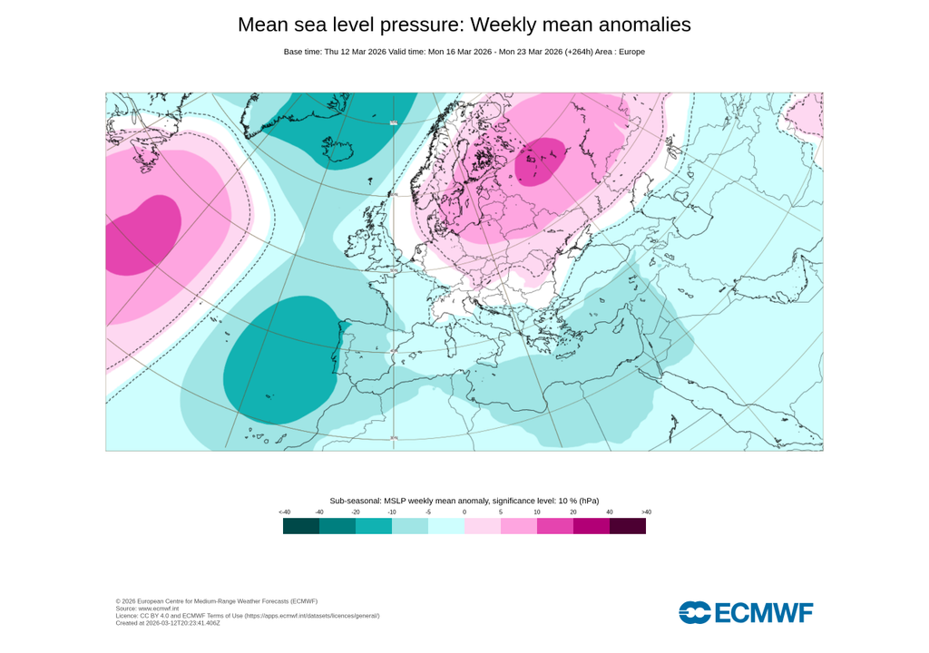Las anomalías de presión en superficie previstas para la próxima semana muestran valores negativos al oeste y suroeste peninsular, donde previsiblemente se asentará una borrasca fría aislada (BFA).