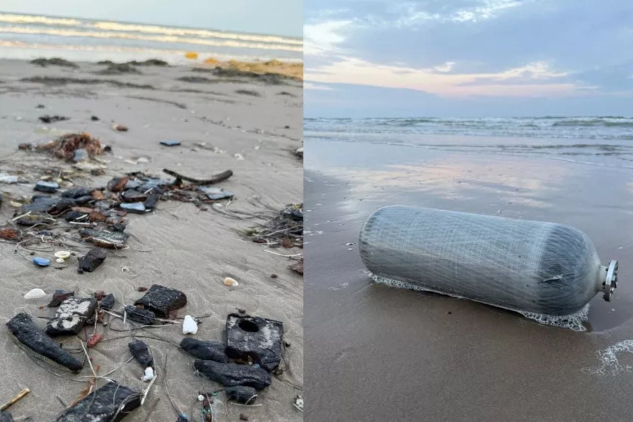 Imágenes de desperdicio de la nave Starship en playas de Tamaulipas. Crédito: Global media
